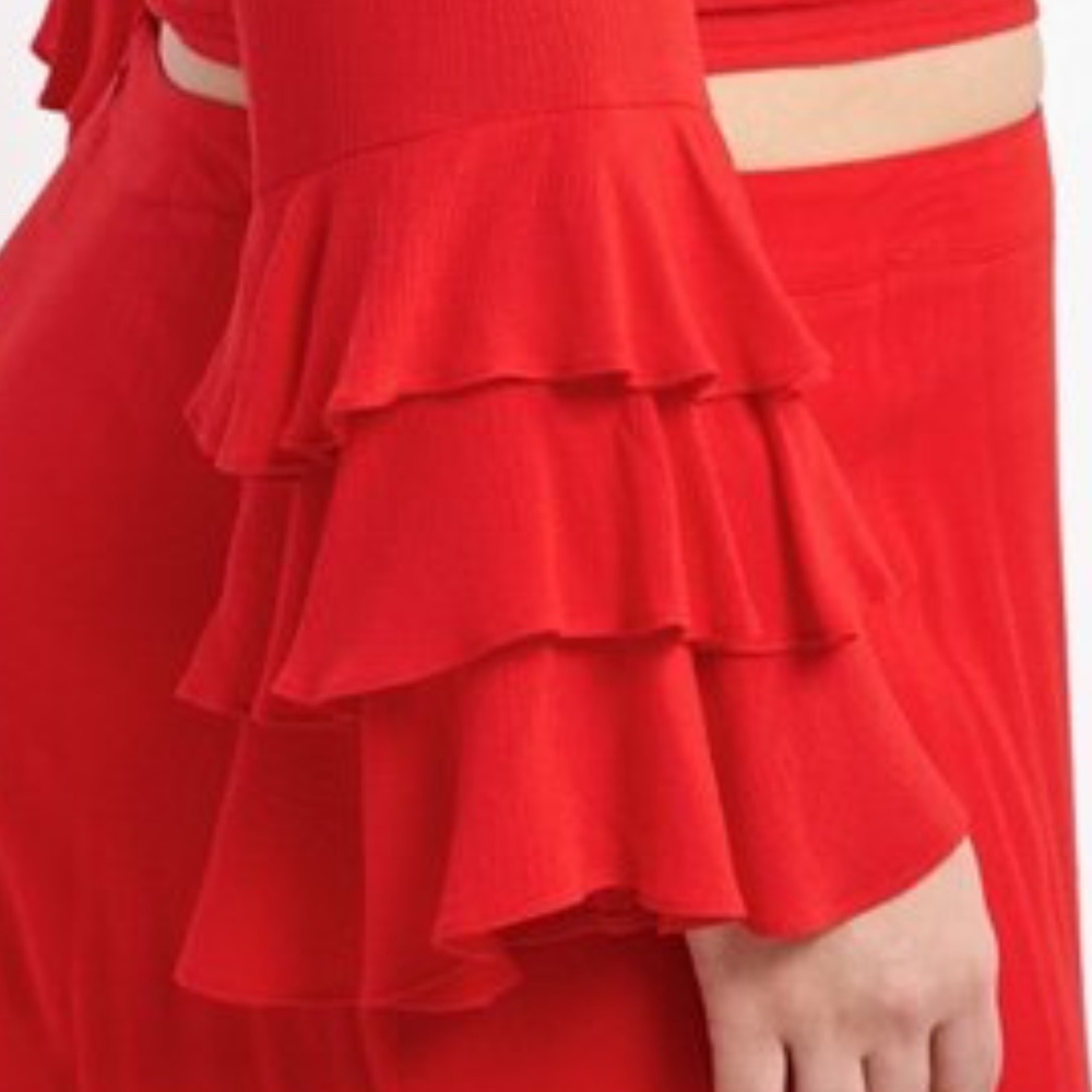 NWT Red Tiered Sleeve Top & Maxi Skirt Set - Picture 5 of 7